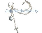 READY to be SHIPPED Cross and Heart Ear Cuff Chain