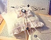 Angela petite miniature ivory lace ring bearer's pillow