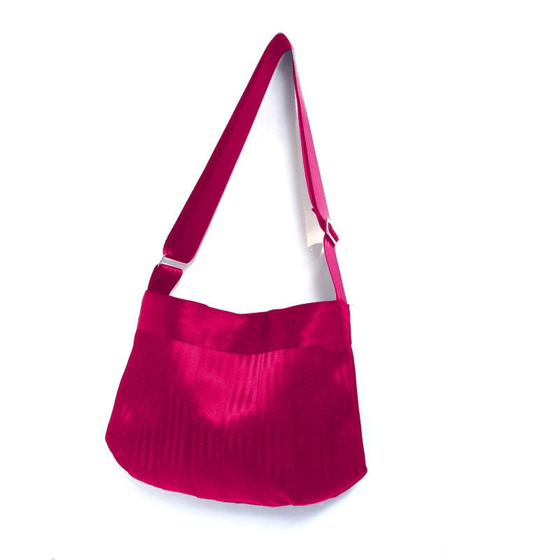 The Parenthesis Bag - Limited Edition Raspberry Seatbelt Bag - Cross-body Seatbelt Purse - Adjustable Strap / Shoulder Bag