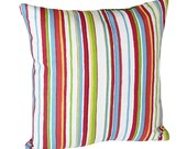 Multicolored Striped Decorative Pillows: Red, White, Blue, Green 16x16