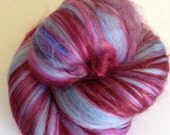 4oz Smooth Sock Batt, BFL, Merino, Fake Cashmere, Fake Angora, Blue, Lavender, Burgundy, Pink