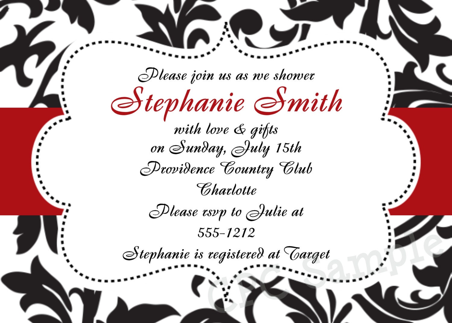Black and White Damask Wedding Shower Invitation Black and White Damask Baby Shower Invitation Printable Digital Party Invite