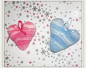 Crocheted Heart, Blue or Pink, Perfect Present for a Special Loved One, Room Decoration, Gift Topper, Plush Toy for Baby, Ready to Ship