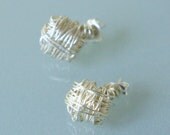 Tear-drop woven silver studs