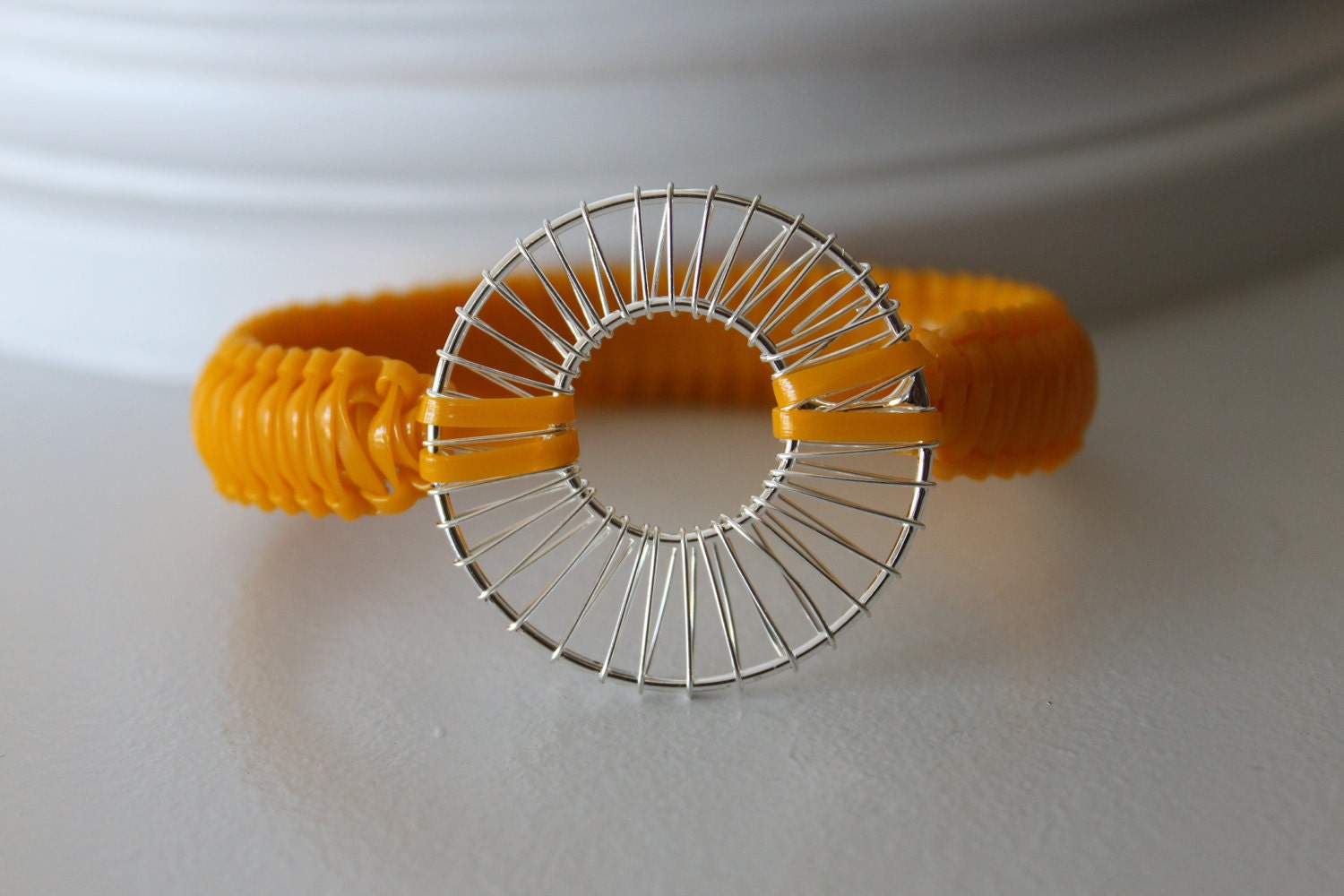 Yellow 60's Style Bangle Bracelet