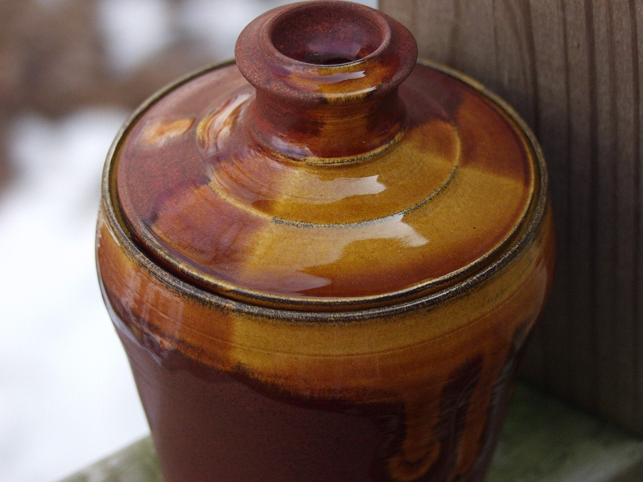 Earthy Organic Cute Lidded Jar Fireluster Amber