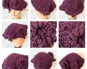 Womens Crochet Hat - Cotton Beret Hat Crochet Flower Mulberry Purple - Avant Garde Customize Plus Size Fall Accessories Spring Fashion Hat