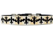1 Inch Wide Dog Collar with Adjustable Buckle or Martingale in Fleur de Lis