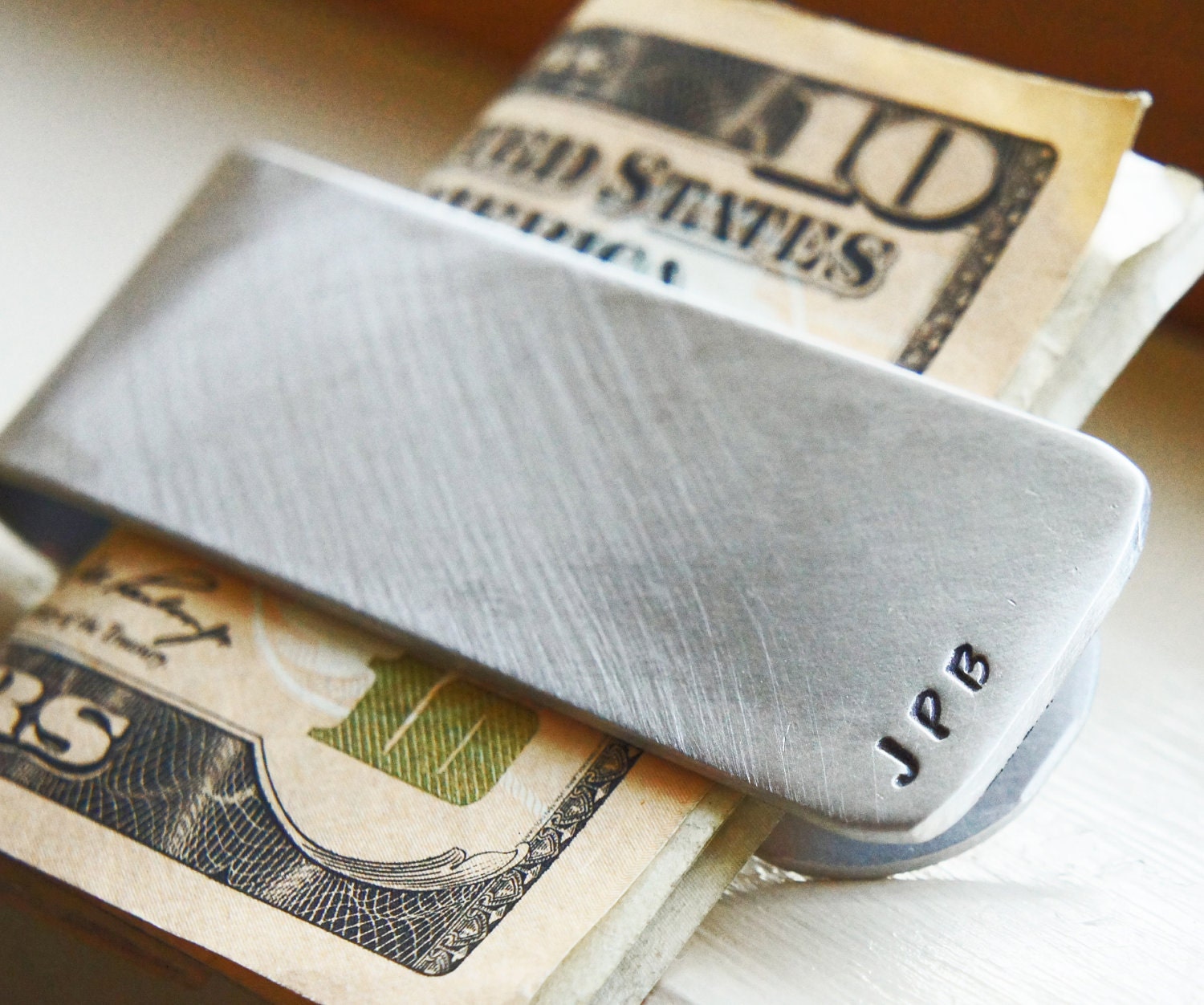 Personalized Money Clip - Custom Hand Stamped Aluminum Gift for Him - Groom Groomsman Fathers Day Gift