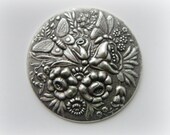 Butterfly Pendant In The Garden Vintage Silver Ox Brass Stamping  - Brass Jewelry Findings (C)