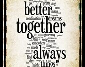 Better Together Lyrics - Jack Johnson - Word Art Print - Gift Idea