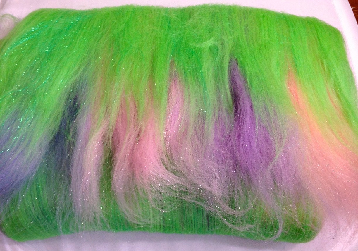 4oz Super Smooth Batt "Spring Rolls" Merino Firestar Green Pink Lavender Lilac Salmon