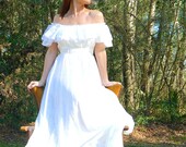 70s BOHO hippy style white GUNNE SAX off the shoulder lace floor length dreamy romantic dress