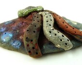 Raku Ceramic Cabochon Tile Raku Jewelry Supplies Handmade by MAKUstudio