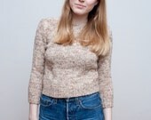vintage crop sweater / oatmeal knit / S