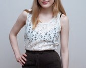 vintage ace tank / white lace sleeveless top / S-M