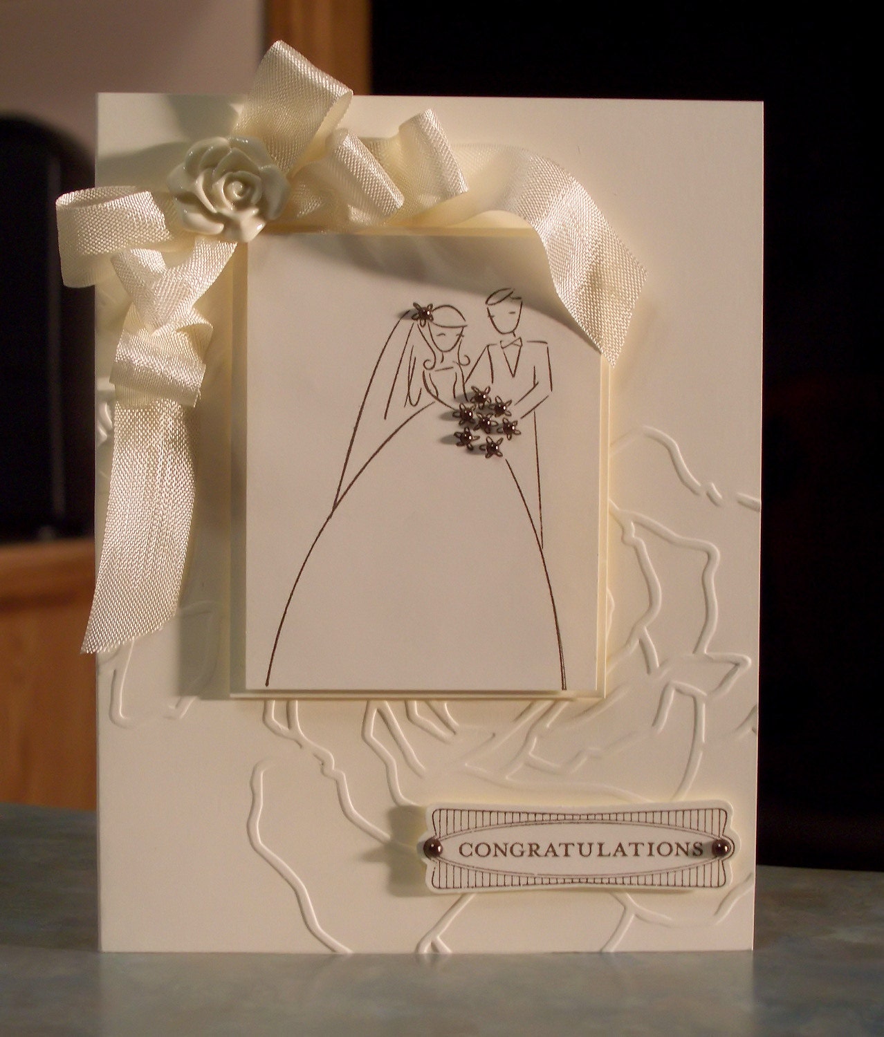 Tone on Tone Wedding Card using Stampin Up To Have & To Hold