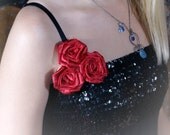 Felicity- Red Fabric Rosettes Corsage Brooch