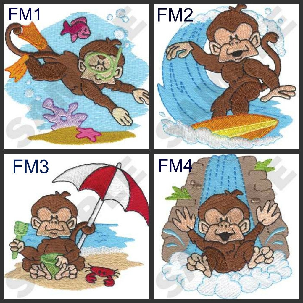 Embroidery Design Selection for Personalized Funny Monkey Diaper Tote Bags