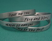 Game of Thrones Houses -  Set of 4 House Motto Hand Stamped Aluminum Bracelets