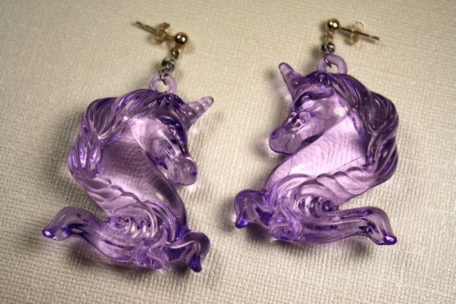 Magical Mulberry Unicorn Earrings on Sterling Silver Posts