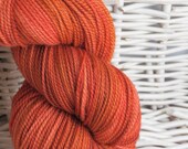 Rusty Bucket superwash merino fingering sock yarn orange red from BareSheepYarn sock or shawl