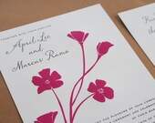 Poppy flower screenprint wedding invitation eco friendly papers