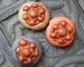 Beads - Set of 3 in Periwinkle, Celery, Coral with Copper detail