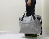 GENTRY in Light Gray - Double Strap Shoulder Bag / Tote / Cross Body Messenger