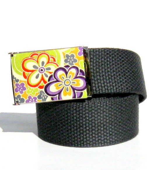 Obi Belt Buckle - Retro Flowers (Buckle Only) Womans Vegan Friendly Belts - Tokyo Spring