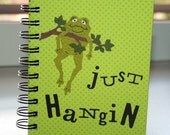 Notebook  Journal  "Just Hangin" -  Green polka dots