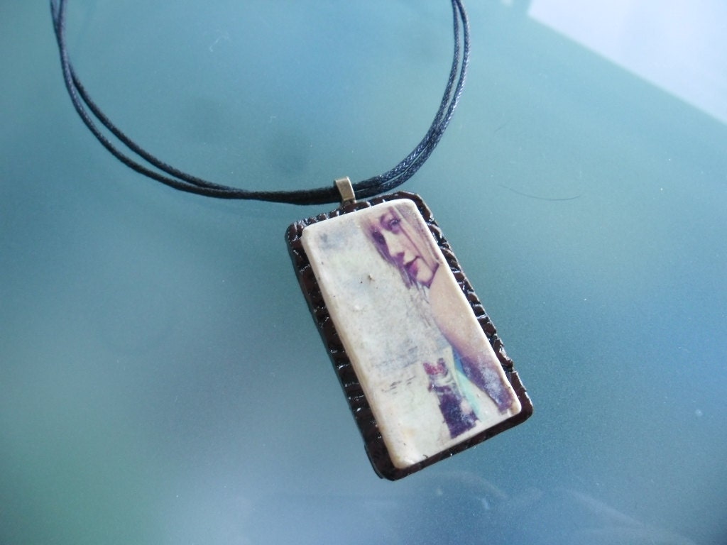polymer clay pendant featuring surfer girl /  great for surfers