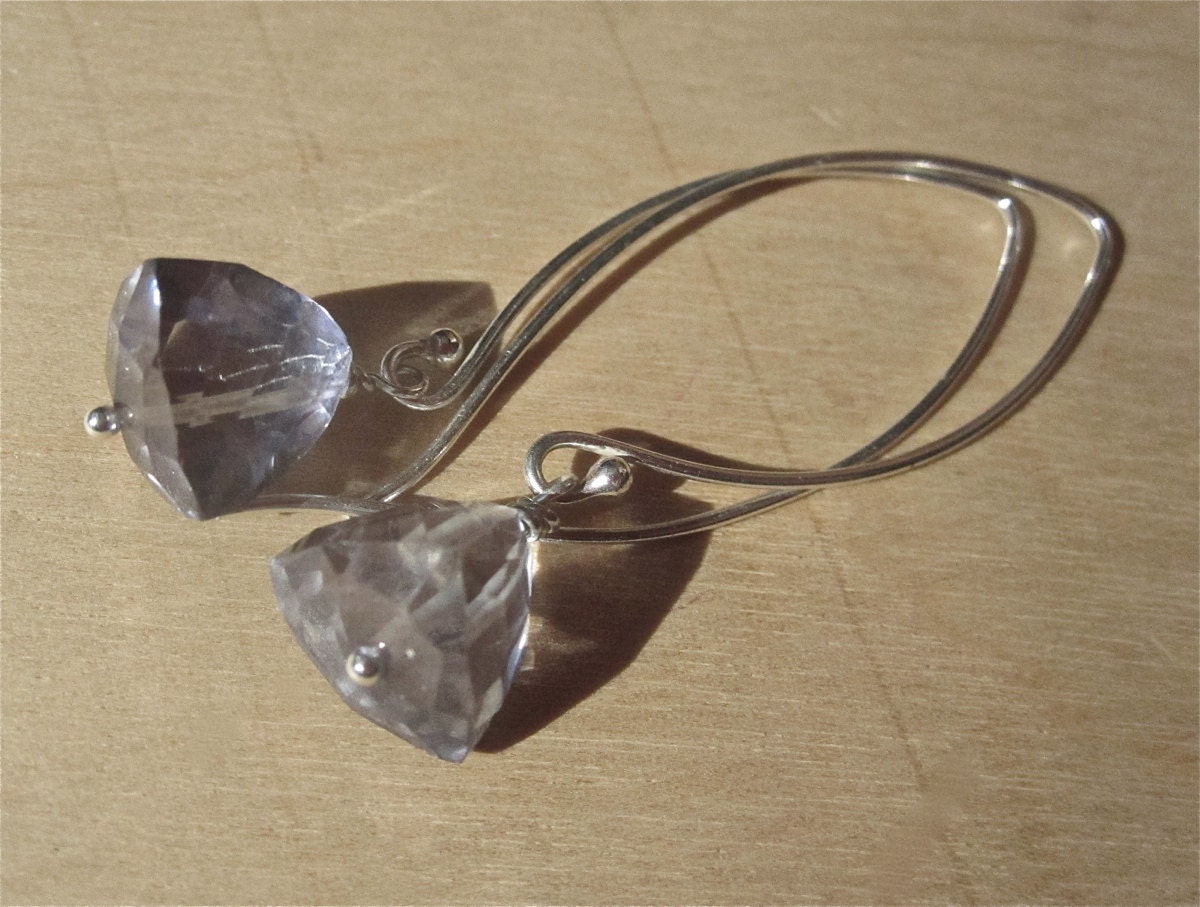 Blue Mystic Topaz Trillium Cut Luxe Gemstones Handmade, Sterling Marquise Earrings