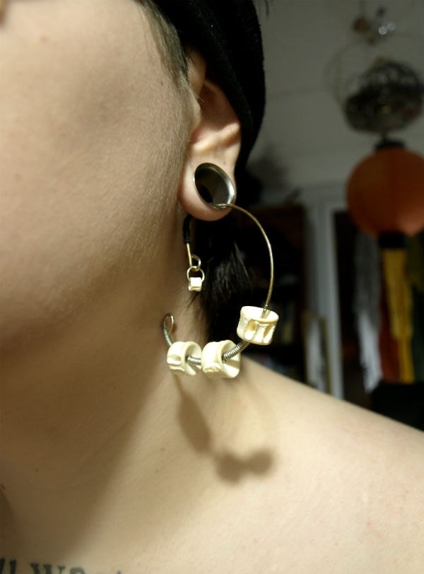 Dainty shark vertebra hoop ear weights