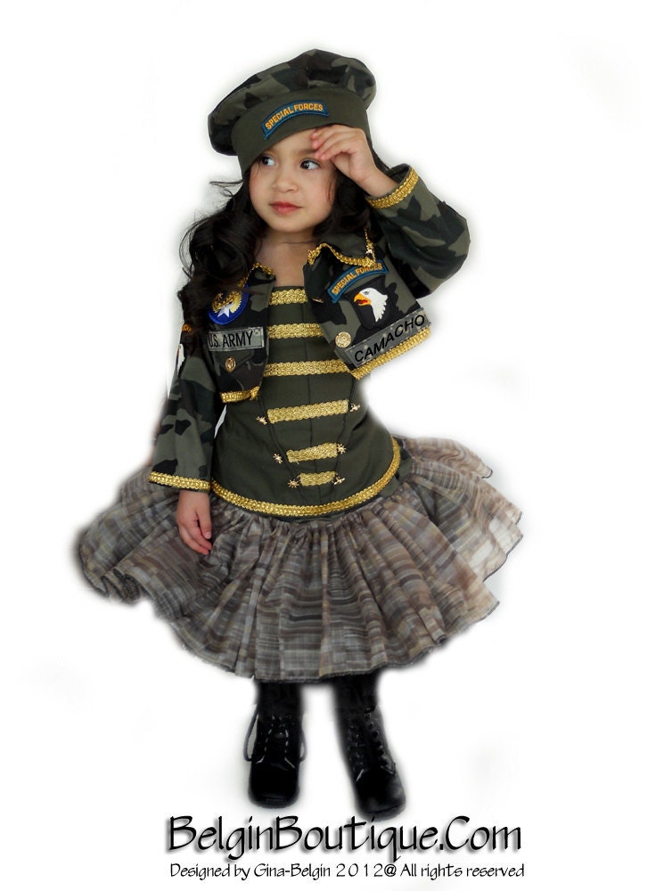 Pageant Camo Military Army Green Patriotic RWB casual custom size 12m 18m 2 3 4 5 6 7 8 9 10 yrs belginboutique.com