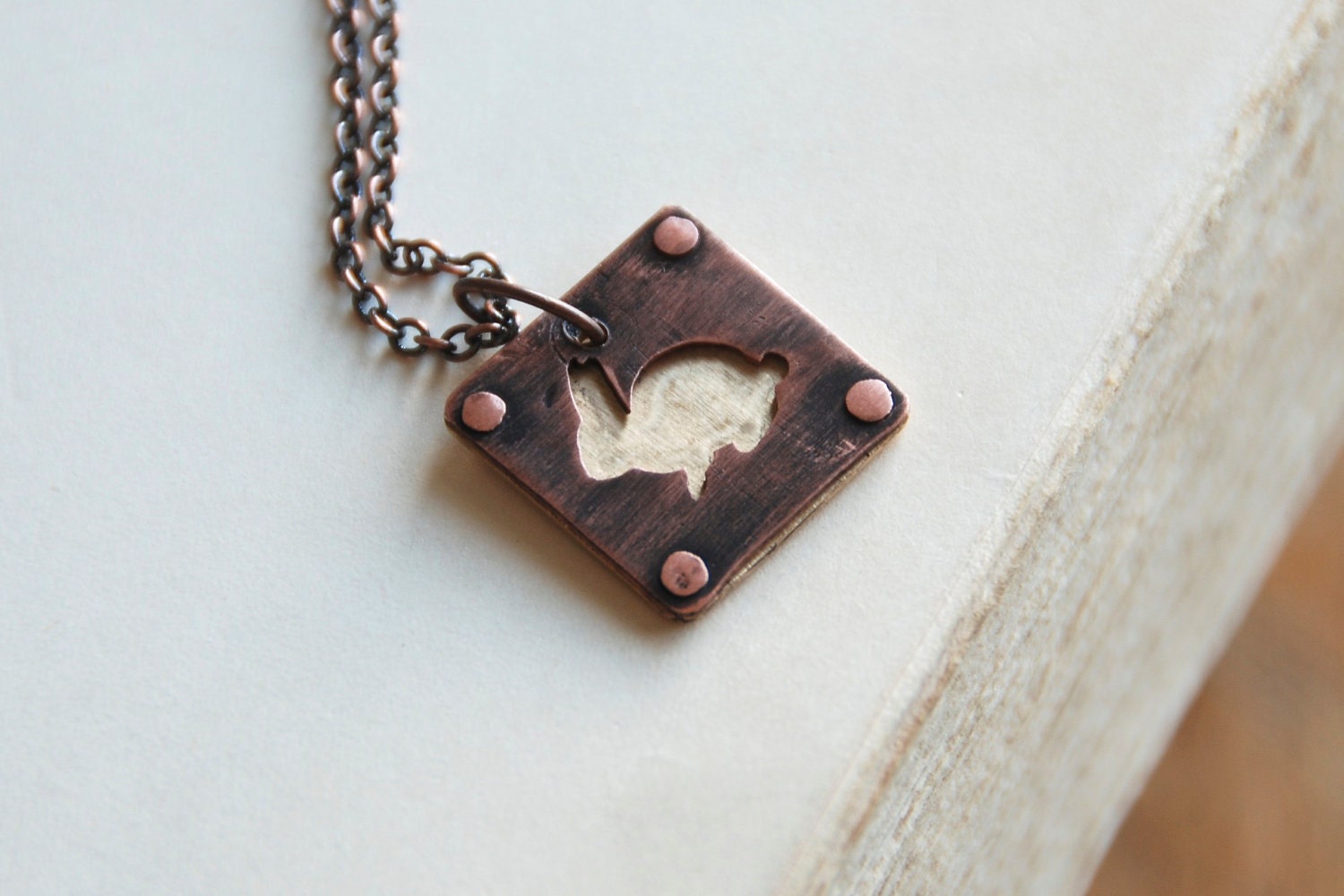 Steampunk Bunny Necklace Copper And Brass Handcrafted And Oxidized Spring Jewelry