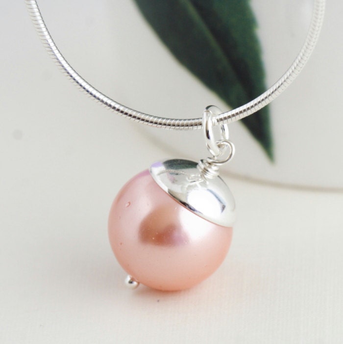 Soft Pink Necklace, Sterling Silver Necklace - Stunning Simplicity, Dreamy - JacarandaDesigns