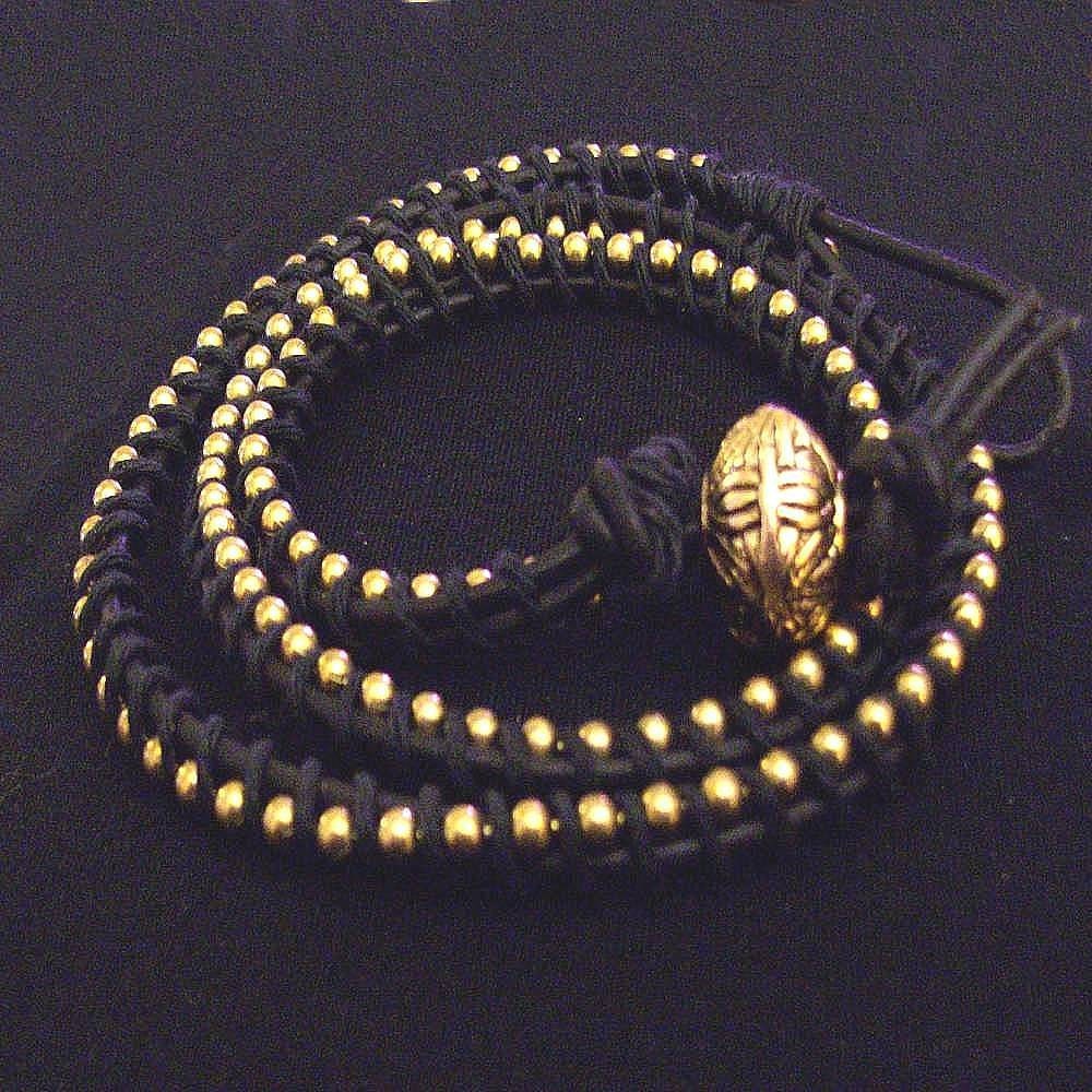Cape Cod Art Jewelry - Triple Wrap Bracelet with Ball Chain - Handmade