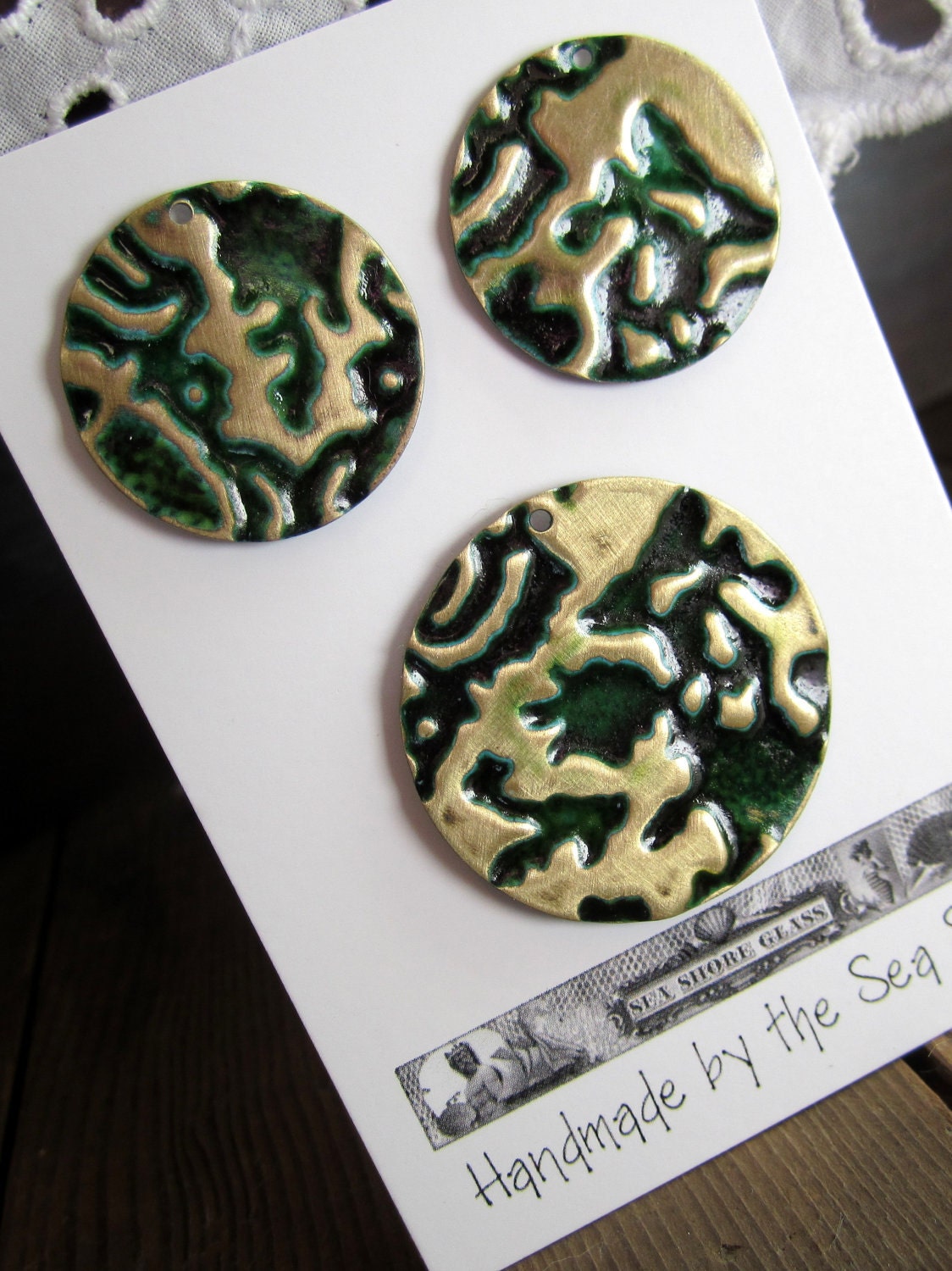 Vintaj Natural Brass embossed pendants and charms