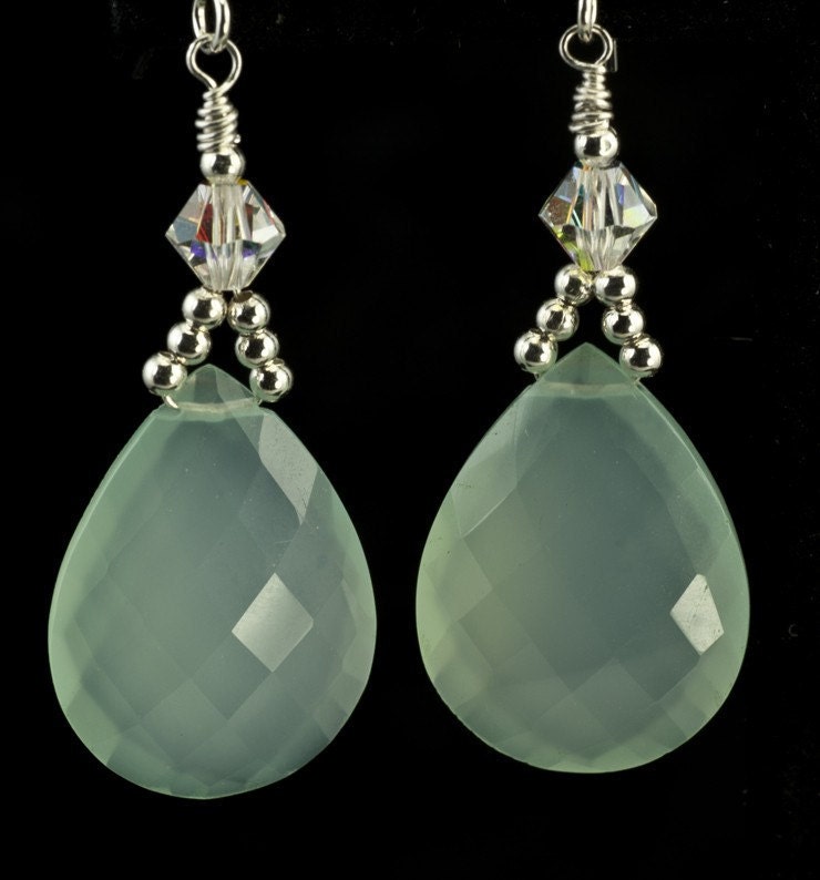 Aqua Chalcedony Gemstone Earrings
