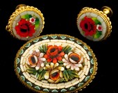 Vintage Italian Mosaic Brooch and Earrings