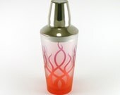 Cocktail Shaker - Strands - Purple and Red with Gold Flake - Custom Painted and Etched Glass