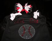 Lil Sis Baseball BLING Shirt and Hairbow Set--Done in your team colors