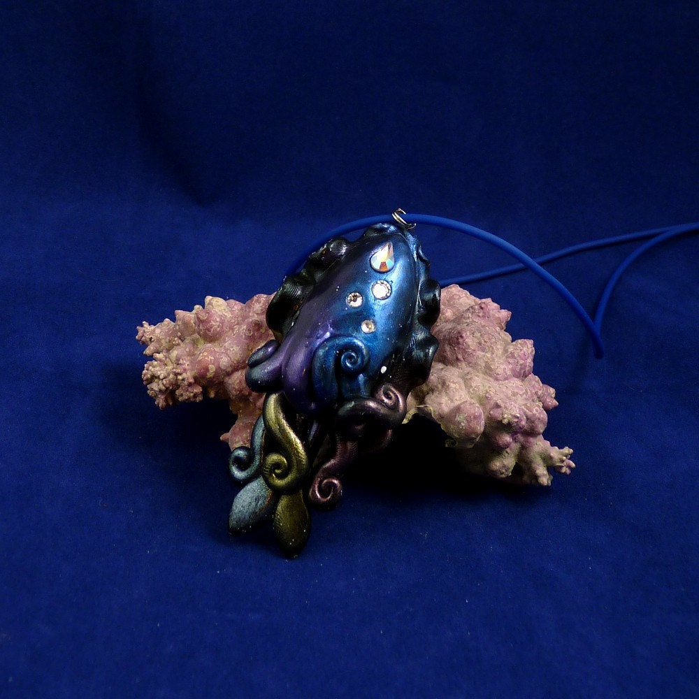 Cosmic Cuttlefish Necklace - Handmade Polymer Clay Jewelry