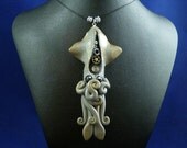 Steampunk Squid Necklace - Polymer Clay Neo-Victorian Jewelry