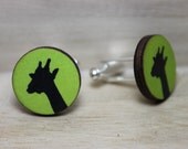 Lime Green Giraffe Cufflinks