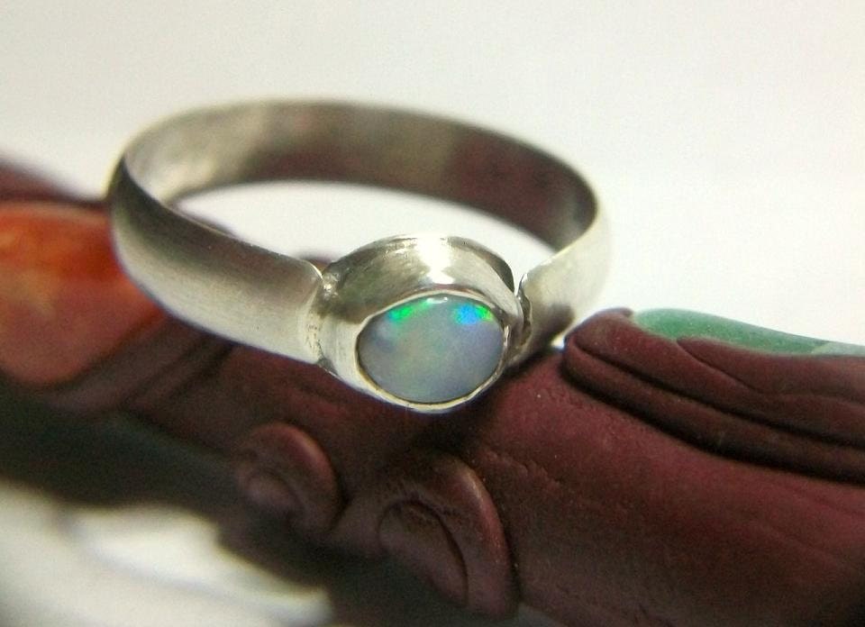 Genuine Crystal Opal Ring Sterling Ladies Mens