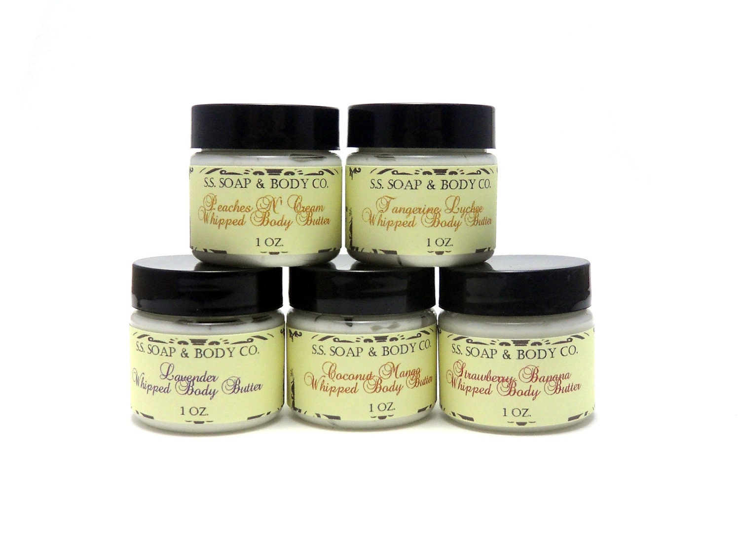 Natural Whipped Body Butter Scented Sampler Set of 5