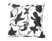 SPRING SALE Black and White Decorative Pillows: Flowers and Butterflies 18x18