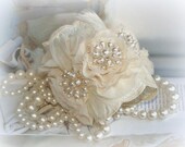 Pearl Cuff Bracelet, Bridal Cuff, Wedding Bracelet, Ivory, Lace, Feather, Pearl, Bridal, Cuff, Bracelet, Accessories